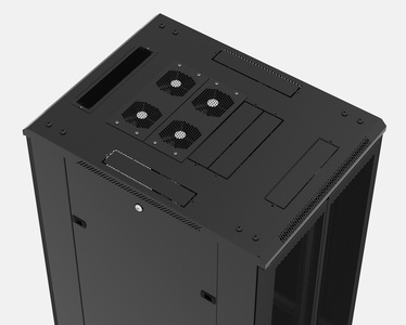 Hyperline TTB-4284-AS-RAL9004 Шкаф напольный 19-дюймовый, 42U, 2055x800х450 мм (ВхШхГ), передняя стеклянная дверь со стальными перфорированными боковинами, задняя дверь сплошная, ручка с замком, крыша нового типа, цвет черный (RAL 9004) (разобранный)