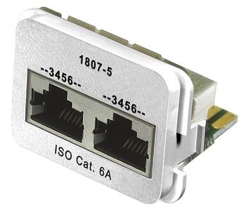 Адаптерная вставка AMP CO™ Plus 2xRJ45 (2хISDN) Cat.6a, цвет: белый (RAL 9010)