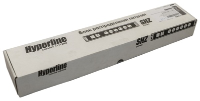 Hyperline SHZ19-8SH-S-2.5EU Блок розеток для 19" шкафов, горизонтальный, 8 розеток Schuko, выключатель с подсветкой, кабель питания 2.5м (3х1.5мм2) с вилкой Schuko 16A, 250В, 482.6x44.4x44.4мм (ШхГхВ), корпус алюминий