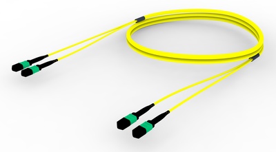 Претерминированный кабель MPOptimate® ULL 24 волокна OS2 G.657.A2 2хMPO12(m)/2хMPO12(m), APC, UltraLowLoss, изоляция: LSZH B2ca, Полярность: метод А, t=-10-+60 град., цвет: жёлтый, Длина м.: 20