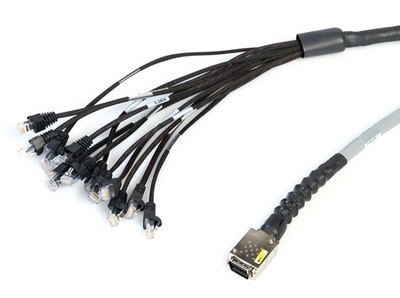 Экранированная претерминированная разветвительная кабельная сборка 1хMRJ21™/6хRJ45, 180 град., изоляция: CMR, изоляция: CMR, 1G, длина м: 3