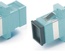 Hyperline FA-P11Z-SC/SC-N/BK-AQ Оптический проходной соединитель SC-SC, MM (OM3), simplex, корпус пластиковый, голубой (aqua), черные колпачки