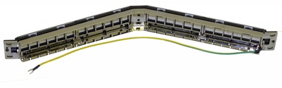 Hyperline PPBL4A-19-24-SH-RM Модульная Коммутационная панель 19", 24 порта, угловая, 1U, для экранированных и неэкранированных гнёзд Keystone Jack, со съемными панелями, с задним кабельным органайзером (без гнёзд)
