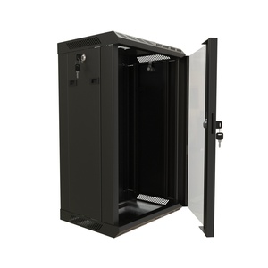 Hyperline TDB-15U-GP-RAL9004 Шкаф настенный 10'', 15U, 774,5х390х300, уст. размер 254 мм, со стеклянной дверью, открывающиеся стенки, возможность установки вентилятора, цвет черный (RAL 9004) (собранный)