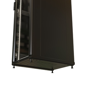 Шкаф напольный 19-дюймовый, 42U, 2055x600х1200 мм (ВхШхГ), передняя стеклянная дверь со стальными перфорированными боковинами, задняя дверь сплошная, цвет черный (RAL 9004) (разобранный)
