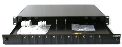 Выдвижная коммутационная панель до 12xSC/UPC Duplex, Глубина: 300 мм, Без адаптеров, цвет: чёрный