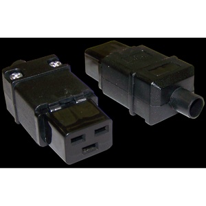 Вилка IEC 60320 C19, 16A, 250V, прямая, разборная, черная