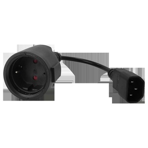 Шнур переходной, вилка C14 - розетка Schuko, 3х0.75, 220В, 10А, черный, 0.2 метра