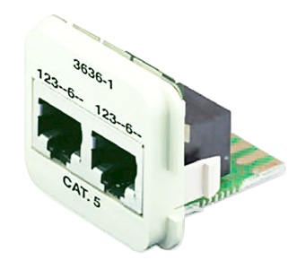 Двойная адаптерная вставка AMP CO™ Plus Cat.5E, Тип вставки: 2xRJ45 (2хFastEthernet), цвет: белый (RAL 9010)