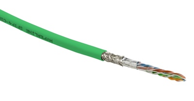 Hyperline SFUTP4-C5E-S24-IN-PVC-GN-305 (305 м) Кабель витая пара SF/UTP, Cat.5e, 4 пары(24 AWG), одножильный(solid), экран - фольга + медная оплетка, PVC, –20°C – +75°C, зеленый - гарантия:15 лет компонентная; 25 лет системная