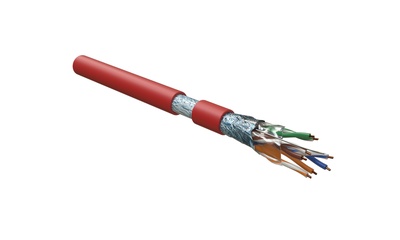 Hyperline FUTP4-C5E-S24-IN-LSZH-RD-305 (305 м) Кабель витая пара F/UTP, Cat.5e, 4 пары (24 AWG), одножильный(solid), экран - фольга, LSZH, нг(А)-HF, –20°C – +75°C, красный - гарантия:15 лет компонентная, 25 лет системная