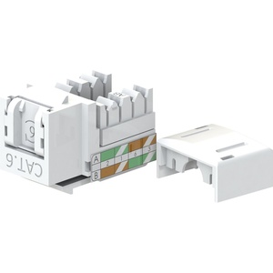 Модуль Keystone, RJ45, неэкранированный, кат.6, со встроенной шторкой, 90 градусов, цвет: белый