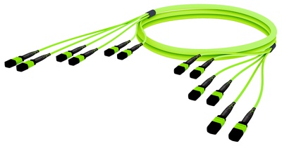 Претерминированный кабель 72 волокна LazrSPEED® WideBand OM5 6xMPO12(f)/6xMPO12(m), изоляция: LSZH, EuroClass B2ca, t=-10-+60 град., цвет: lime