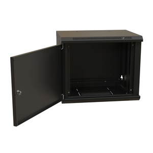 Шкаф настенный 19-дюймовый (19"), 15U, 775x600х450мм, металлическая передняя дверь с замком, две боковые панели, цвет черный (RAL 9004) (разобранный)