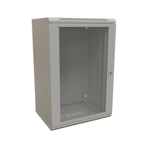 Шкаф настенный 19-дюймовый (19"), 18U, 908x600х600мм, перфорированная металлическая дверь с замком, цвет серый (RAL 7035) (разобранный)