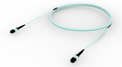 Претерминированный кабель 12 волокон OM4 LazrSPEED® 550 MPO12(f)/MPO12(m), изоляция: LSZH, EuroClass B2ca, t=-10-+60 град., цвет: бирюзовый