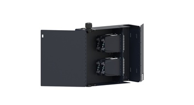 Настенный монтажный бокс на 4 кассеты G2 двусекционный с дверцами, ВхШхГ: 280х330х110