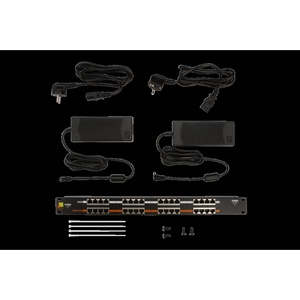 Панель POE 19", 16 портов, с двумя блоками питания 48V, 120W