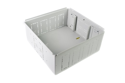 Зональная коробка 551mm x 551mm h=251 mm для установки под фальшполом с направляющими для установки панелей 2х4RU, материал: сталь, цвет: светло-серый
