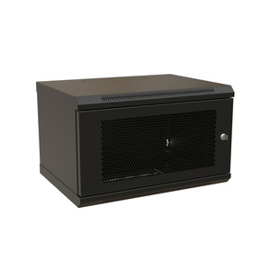 Шкаф настенный 19-дюймовый (19"), 9U, 500x600х600мм, перфорированная металлическая дверь с замком, цвет черный (RAL 9004) (разобранный)