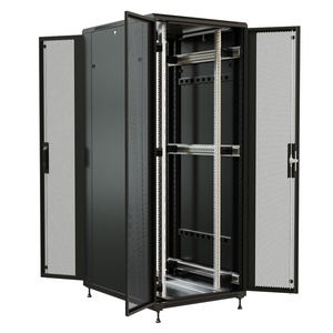Шкаф напольный 19-дюймовый, 32U, 1610x800х800 мм (ВхШхГ), передняя и задняя распашные перфорированные двери (75%), цвет черный (RAL 9004) (разобранный)