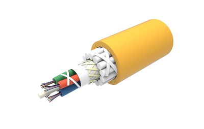 Универсальный оптический кабель, кол-во волокон: 24, Тип волокна: OS2 в буфере 250 микрон, Конструкция: волокна в трубке c гелем бронирование GRP, Изоляция: ULSZH, Диаметр: 15 мм, -25-+70 град., цвет: жёлтый, 2 км