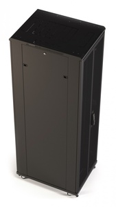 Hyperline TTR-2766-DD-RAL9005 Шкаф напольный 19-дюймовый, 27U, 1388x600х600 мм (ВхШхГ), передняя и задняя распашные перфорированные двери (75%), ручка с замком, цвет черный (RAL 9005) (разобранный)