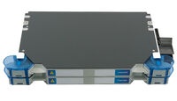 Шасси FACT™ Splice-Patch 96xLC/APC SM и C-grade пигтейлы, поддон для гильз SMOUV, организация кабеля: left-hand patch, цвет: серый, высота: 2E=1.4RU