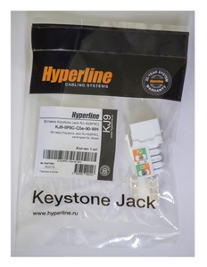 Hyperline KJ9-8P8C-C5e-90-WH Гнездо Keystone Jack RJ45, Cat.5e, белое