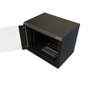 Шкаф настенный 19-дюймовый (19"), 15U, 775x600х450мм, стеклянная дверь с перфорацией по бокам, ручка с замком, цвет черный (RAL 9004) (разобранный)