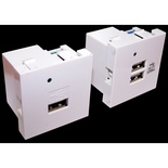 Модуль USB-зарядки, 1 порт, без шторки, 2.1A/5V, 45x45, цвет: белый