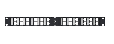 Угловая коммутационная панель до 24xRJ45 гнёзд M-типа, с кабельной поддержкой, высота: 1RU, цвет: чёрный