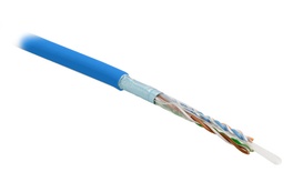 Hyperline FUTP4-C5E-S24-IN-PVC-BL-305 (305 м) Кабель витая пара, экранированная F/UTP, Cat.5e, 4 пары (24 AWG), одножильный (solid), экран - фольга, PVC, –20°C – +75°C, синий - гарантия: 15 лет компонентная, 25 лет системная