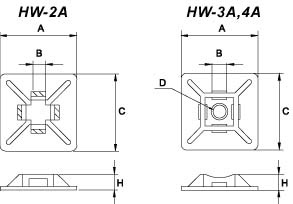 Hyperline HW-3A (HW-3AC) Самоклеящаяся площадка для крепл. стяжек (19x19 мм) (100 шт)