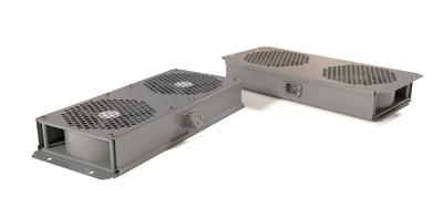 Hyperline TFAB-T2FR-RAL7035 Модуль вентиляторный потолочный с 2-мя вентиляторами для установки в шкафы серий TTB, TTR, TWB, TWL, с подшипниками и крепежными элементами, без кабеля питания, цвет серый (RAL 7035)