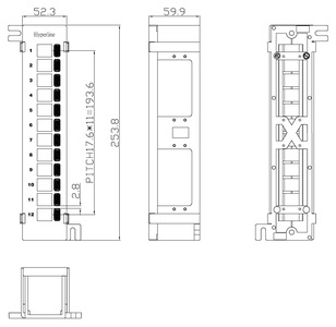 Hyperline PPWBL-12 Модульная настенная Коммутационная панель на 12 портов, для гнёзд Keystone Jack, с подставкой