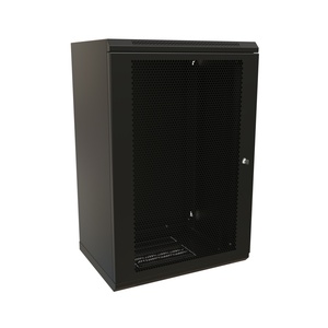 Шкаф настенный 19-дюймовый (19"), 18U, 908x600х600мм, перфорированная металлическая дверь с замком, цвет черный (RAL 9004) (разобранный)