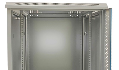 Hyperline TWB-0945-GP-RAL7035 Шкаф настенный 19-дюймовый (19"), 9U, 500x600х450мм, стеклянная дверь с перфорацией по бокам, ручка с замком, цвет серый (RAL 7035) (разобранный)