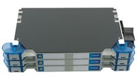 Шасси FACT™ Splice-Patch 144xLC/UPC SM и C-grade пигтейлы, поддон для гильз SMOUV, организация кабеля: left-hand patch, цвет: серый, высота: 3E=2.1RU