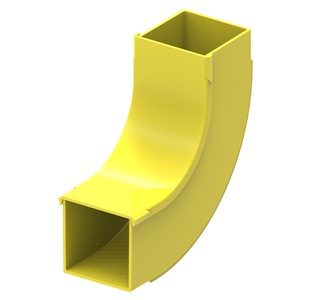 Угол вертикальный вверх пластикового лотка FiberGuide® 51х51 с крышкой, угол: 90, цвет: жёлтый