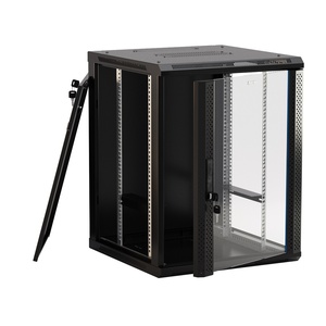 Hyperline TWB-0966-GP-RAL9004 Шкаф настенный 19-дюймовый (19"), 9U, 500x600х600мм, стеклянная дверь с перфорацией по бокам, ручка с замком, цвет черный (RAL 9004) (разобранный)