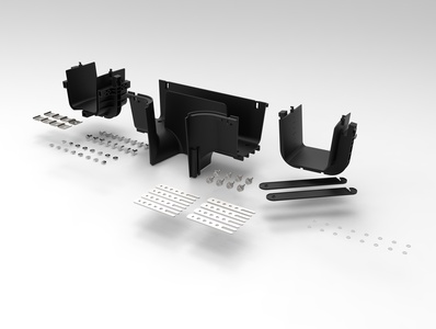 Опуск-вставка FiberGuide® Downspout 102х102, для лотков типоразмеров 100x150, в комплекте с крепежом цвет: чёрный