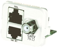 Адаптерная вставка AMP CO™ Plus F-коннектор + 2xRJ45, 1хCATV/1хFastEthernet/1хISDN, цвет: белый (RAL 9010)