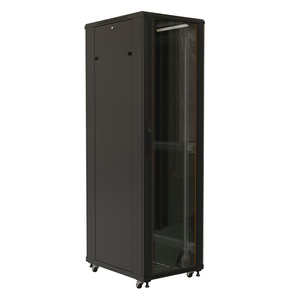 Hyperline TTB-4284-AS-RAL9004 Шкаф напольный 19-дюймовый, 42U, 2055x800х450 мм (ВхШхГ), передняя стеклянная дверь со стальными перфорированными боковинами, задняя дверь сплошная, ручка с замком, крыша нового типа, цвет черный (RAL 9004) (разобранный)